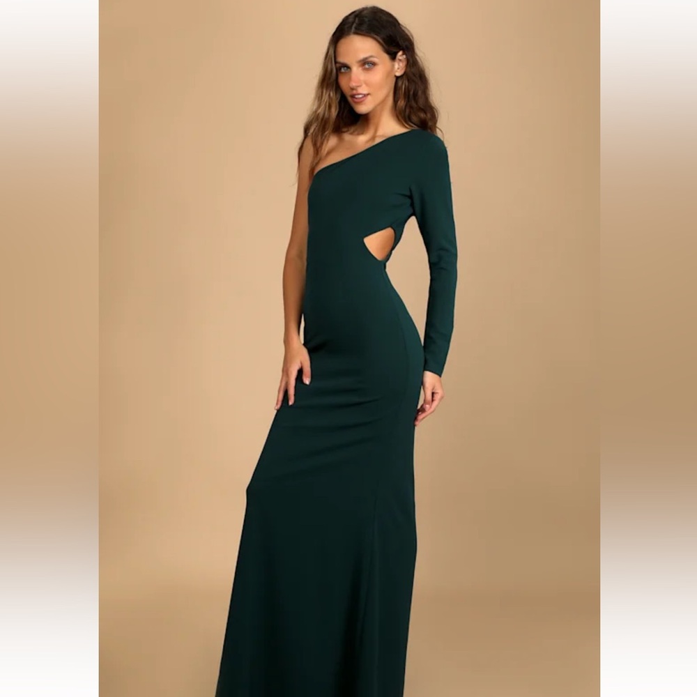 Lulu's Teal One-Shoulder Gown